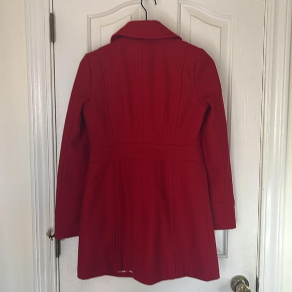 Tulle | Wool Blend Cherry Red Mid Length Pea Coat Size XS Winter Cozy Holiday - Picture 5 of 8